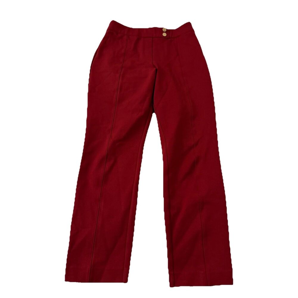 Spanx Pants Small Red The Perfect Pull On‎ Button Tapered Ankle Ponte Stretch
